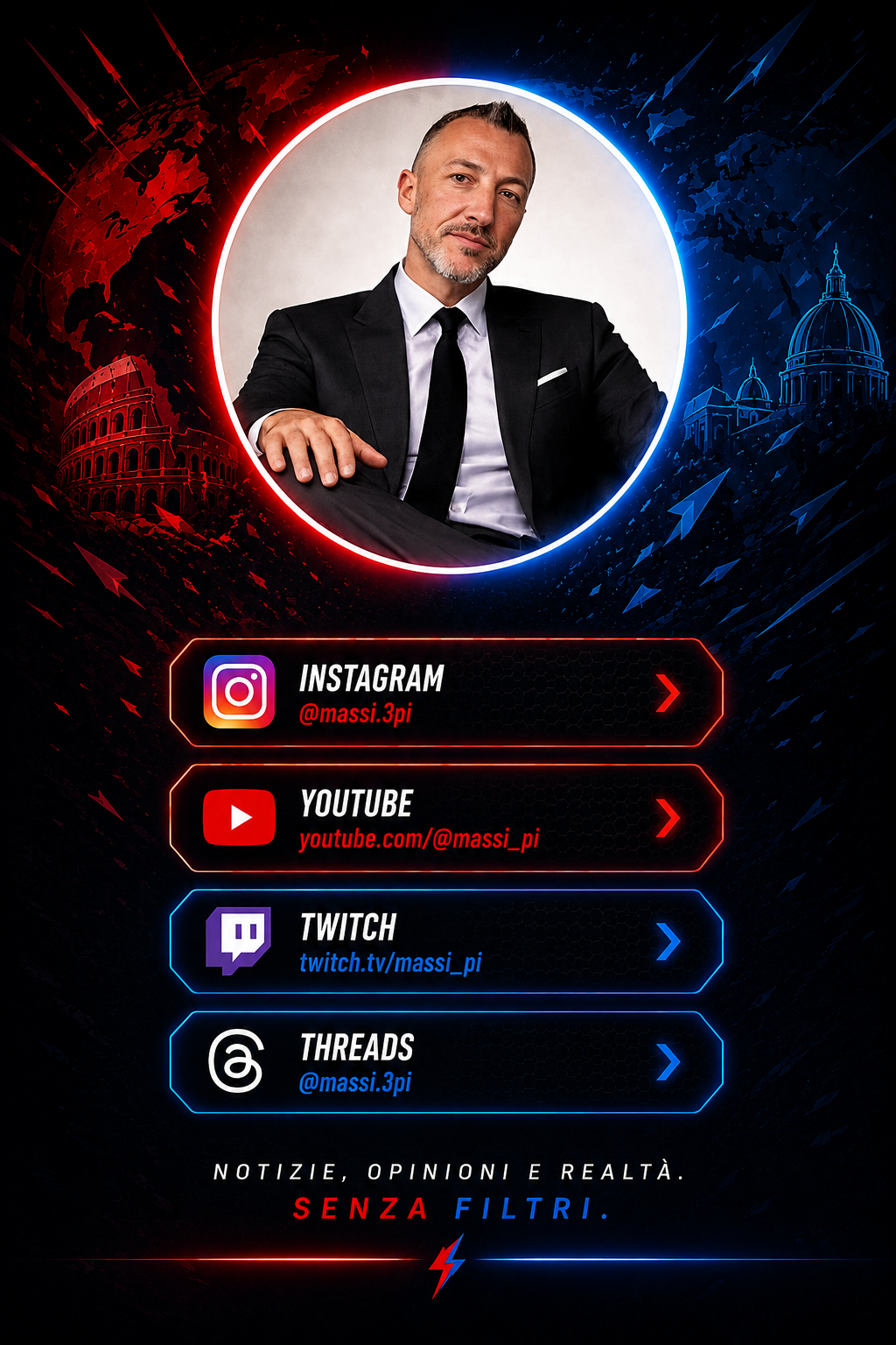 Massi Pi: Instagram, YouTube, Twitch e Threads